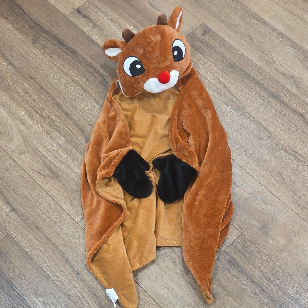Reindeer Hooded Blanket - Brown